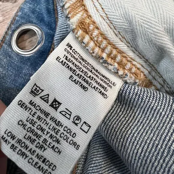 Free People Vintage Silver Rivet Jeans Ruff cut hem size 26 - Picture 11 of 11